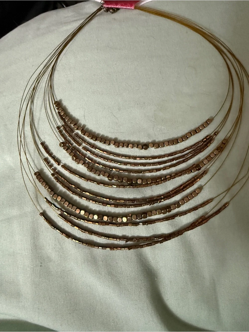 Charming Charlie Gold and Rose Gold Layered Beaded Necklace